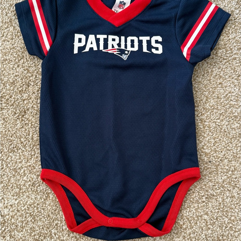 NFL Patriots Navy and Red Baby Bodysuit